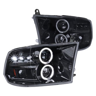Spec-D® - Driver and Passenger Side Gloss Black/Smoke Dual Halo Projector Headlights with Parking LEDs