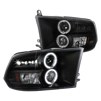 Spec-D® - Driver and Passenger Side Black Dual Halo Projector Headlights with Parking LEDs