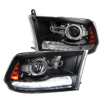 Spec-D® - Driver and Passenger Side Matte Black Projector Headlights with Sequential LED DRL