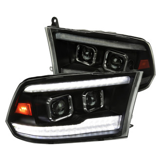Spec-D® - Driver and Passenger Side Black/Smoke Sequential LED DRL Bar Projector Headlights