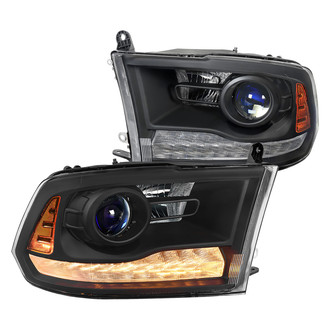 Spec-D® - Driver and Passenger Side Black LED DRL Bar Projector Headlights