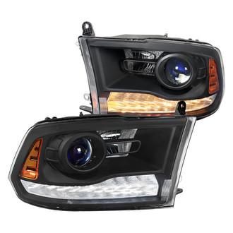 Spec-D® - Driver and Passenger Side Black LED DRL Bar Projector Headlights