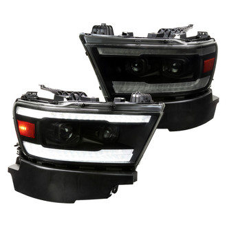Spec-D® - Driver and Passenger Side Matte Black/Smoke Projector Headlights with Sequential LED DRL