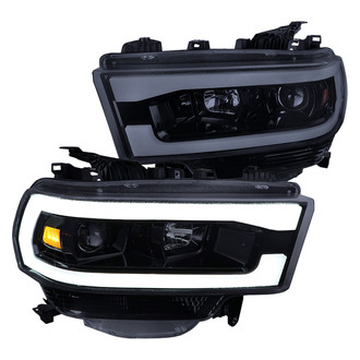 Spec-D® - Driver and Passenger Side Jet Black/Smoke LED DRL Bar Projector Headlights