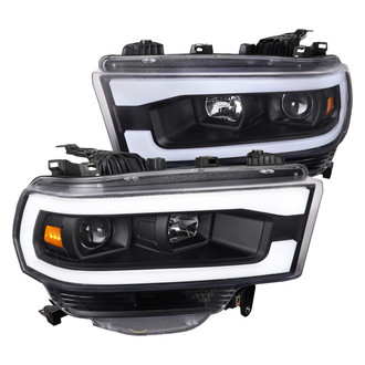 Spec-D® - Driver and Passenger Side Matte Black LED DRL Bar Projector Headlights
