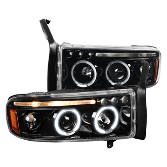 Spec-D® - Driver and Passenger Side Black Dual Halo Projector Headlights with Parking LEDs