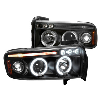 Spec-D® - Driver and Passenger Side Black Dual Halo Projector Headlights with Parking LEDs