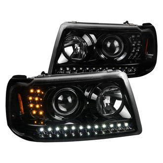 Spec-D® - Driver and Passenger Side Gloss Black Projector Headlights with Parking and Turn Signal LEDs