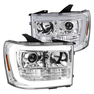 Spec-D® - Driver and Passenger Side Chrome LED DRL Bar Projector Headlights