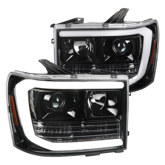 Spec-D® - Driver and Passenger Side Gloss Black LED DRL Bar Projector Headlights