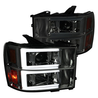 Spec-D® - Driver and Passenger Side Chrome/Smoke LED DRL Bar Projector Headlights
