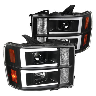 Spec-D® - Driver and Passenger Side Black LED DRL Bar Projector Headlights