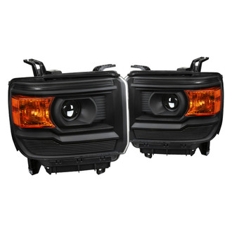 Spec-D® - Driver and Passenger Side Black Projector Headlights with Amber Turn Signal/Corner Light Lens
