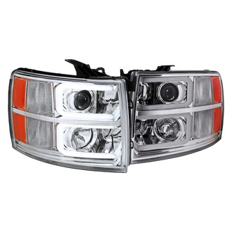 Spec-D® - Driver and Passenger Side Chrome LED DRL Bar Projector Headlights