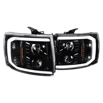Spec-D® - Driver and Passenger Side Gloss Black LED DRL Bar Projector Headlights