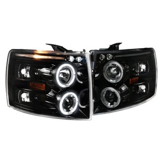 Spec-D® - Driver and Passenger Side Black Dual Halo Projector Headlights with Parking LEDs