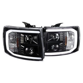 Spec-D® - Driver and Passenger Side Black LED DRL Bar Projector Headlights