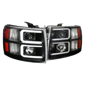 Spec-D® - Driver and Passenger Side Black LED DRL Bar Projector Headlights