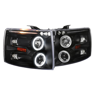 Spec-D® - Driver and Passenger Side Black Dual Halo Projector Headlights with Parking LEDs