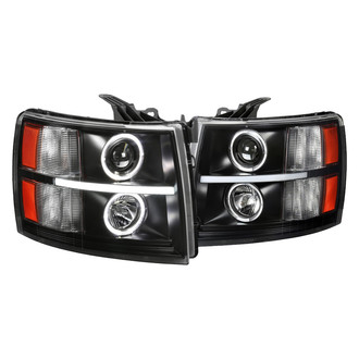 Spec-D® - Driver and Passenger Side Black LED DRL Bar Halo Projector Headlights