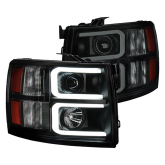 Spec-D® - Driver and Passenger Side Black/Smoke LED DRL Bar Projector Headlights