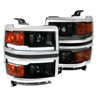 Spec-D® - Driver and Passenger Side Matte Black/Smoke Projector Headlights with Sequential LED DRL