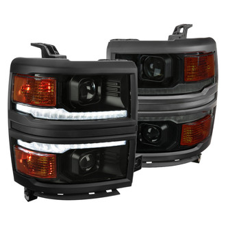 Spec-D® - Driver and Passenger Side Matte Black/Smoke Projector Headlights with Sequential LED DRL