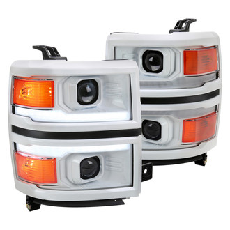 Spec-D® - Driver and Passenger Side White Sequential LED DRL Bar Projector Headlights