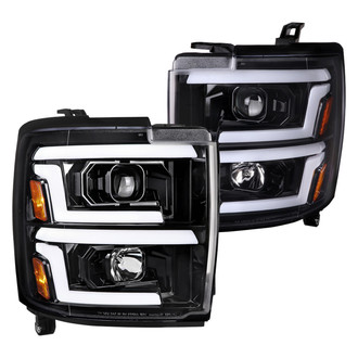 Spec-D® - Driver and Passenger Side Glossy Black Sequential LED Light Tube Projector Headlights