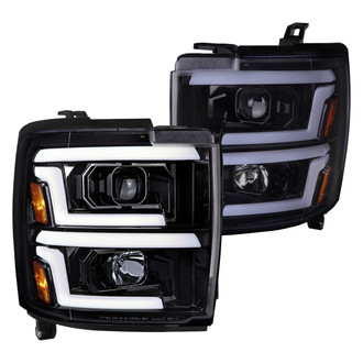 Spec-D® - Driver and Passenger Side Glossy Black/Smoke Sequential LED Light Tube Projector Headlights
