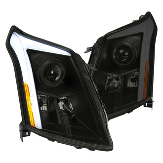 Spec-D® - Driver and Passenger Side Black/Smoke Sequential LED DRL Bar Projector Headlights