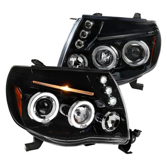 Spec-D® - Driver and Passenger Side Black Dual Halo Projector Headlights with Parking LEDs