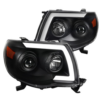 Spec-D® - Driver and Passenger Side Matte Black Sequential LED DRL Bar Projector Headlights