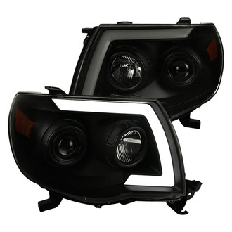 Spec-D® - Driver and Passenger Side Matte Black/Smoke Sequential LED DRL Bar Projector Headlights
