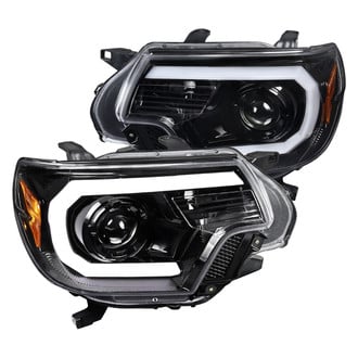 Spec-D® - Driver and Passenger Side Gloss Black LED DRL Bar Projector Headlights