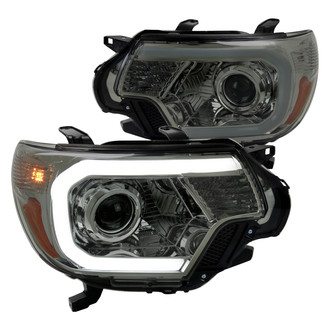 Spec-D® - Driver and Passenger Side Chrome/Smoke LED DRL Bar Projector Headlights