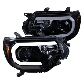 Spec-D® - Driver and Passenger Side Gloss Black/Smoke LED DRL Bar Projector Headlights