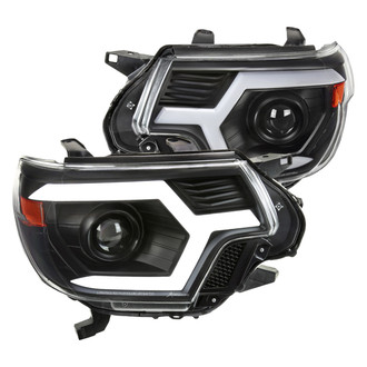 Spec-D® - Driver and Passenger Side Matte Black Sequential LED DRL Bar Projector Headlights