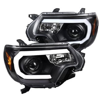 Spec-D® - Driver and Passenger Side Matte Black LED DRL Bar Projector Headlights