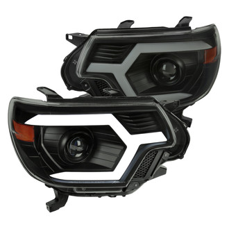 Spec-D® - Driver and Passenger Side Matte Black/Smoke Sequential LED DRL Bar Projector Headlights