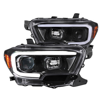 Spec-D® - Driver and Passenger Side Glossy Black Sequential LED Light Tube Projector Headlights