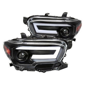Spec-D® - Driver and Passenger Side Matte Black Sequential LED DRL Bar Projector Headlights