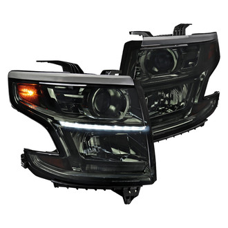 Spec-D® - Driver and Passenger Side Chrome/Smoke LED Dual Halo Projector Headlights with LED DRL