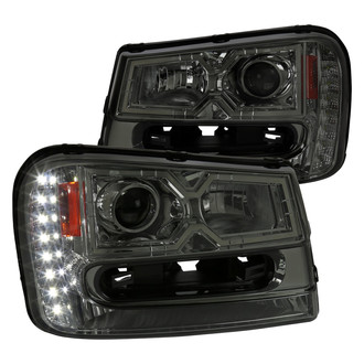 Spec-D® - Driver and Passenger Side Chrome/Smoke Projector Headlights with LED DRL