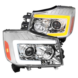Spec-D® - Driver and Passenger Side Chrome Sequential LED DRL Bar Projector Headlights