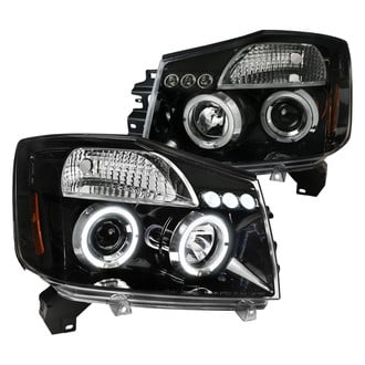 Spec-D® - Driver and Passenger Side Black Dual Halo Projector Headlights with Parking LEDs