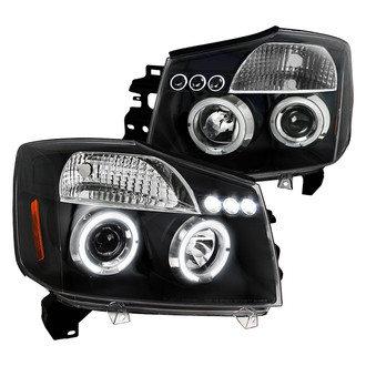 Spec-D® - Driver and Passenger Side Black Dual Halo Projector Headlights with Parking LEDs