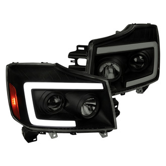 Spec-D® - Driver and Passenger Side Matte Black/Smoke Switchback LED DRL Bar Projector Headlights