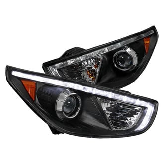 Spec-D® - Driver and Passenger Side Black Projector Headlights with R8 Style LEDs