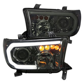 Spec-D® - Driver and Passenger Side Chrome/Smoke DRL Bar Projector Headlights with LED Turn Signal